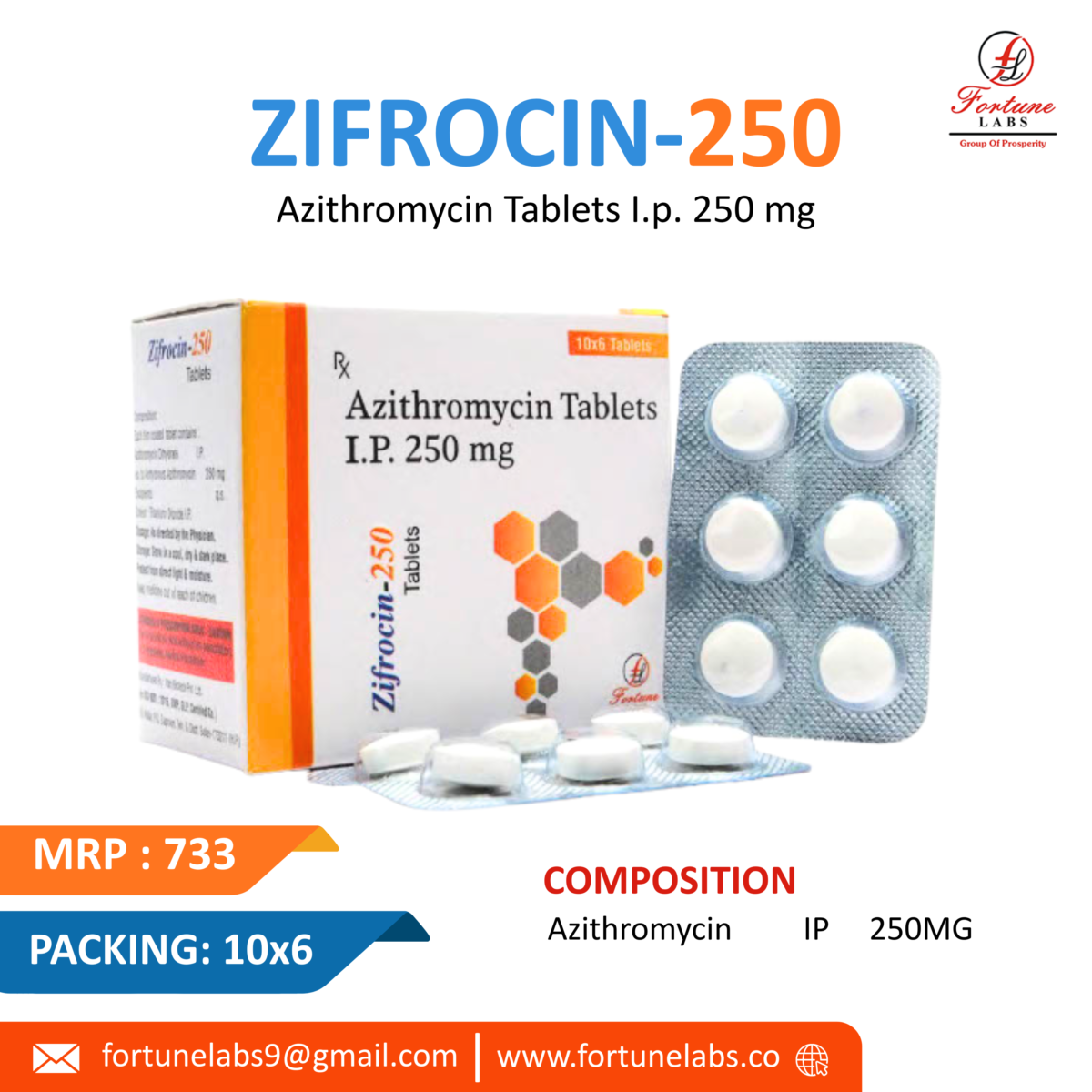 Azithromycin I.P Tablets 250MG