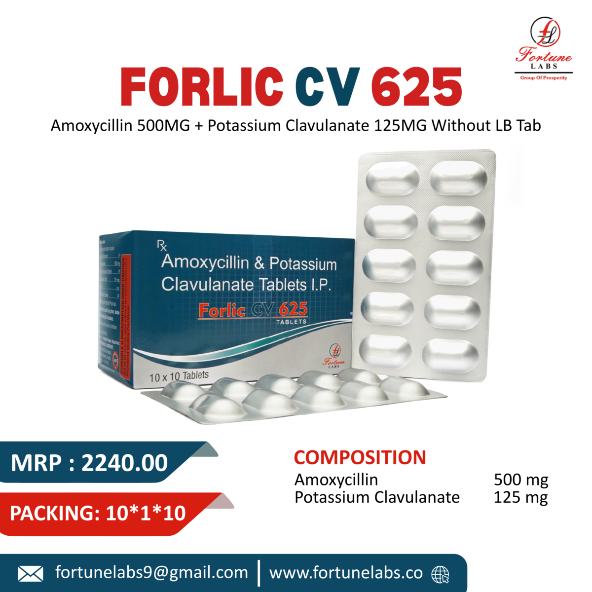 Amoxycillin & Potassium Clavulanate Tablets PCD Franchise (Forlic-CV-625)