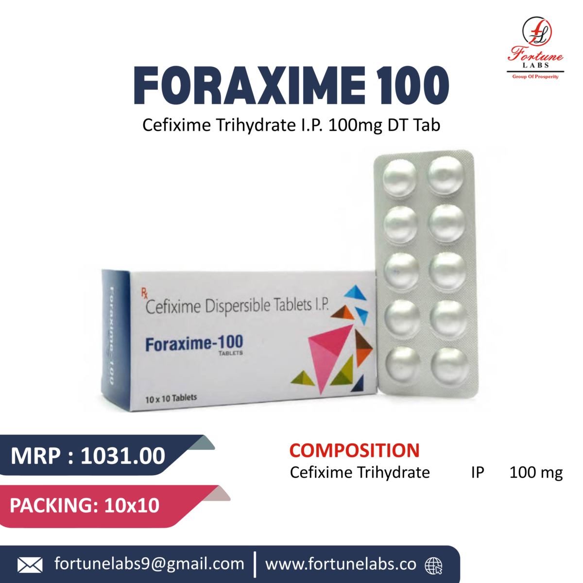 Cefixime Dispersinle Tablets I.P. 100MG