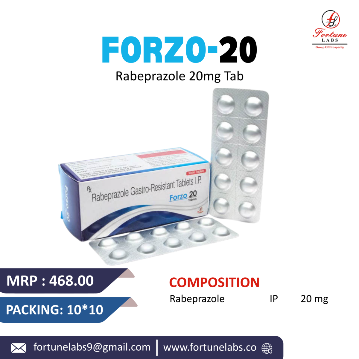 Rabeprazole Gastro-Resistant I.P Tablets 20MG