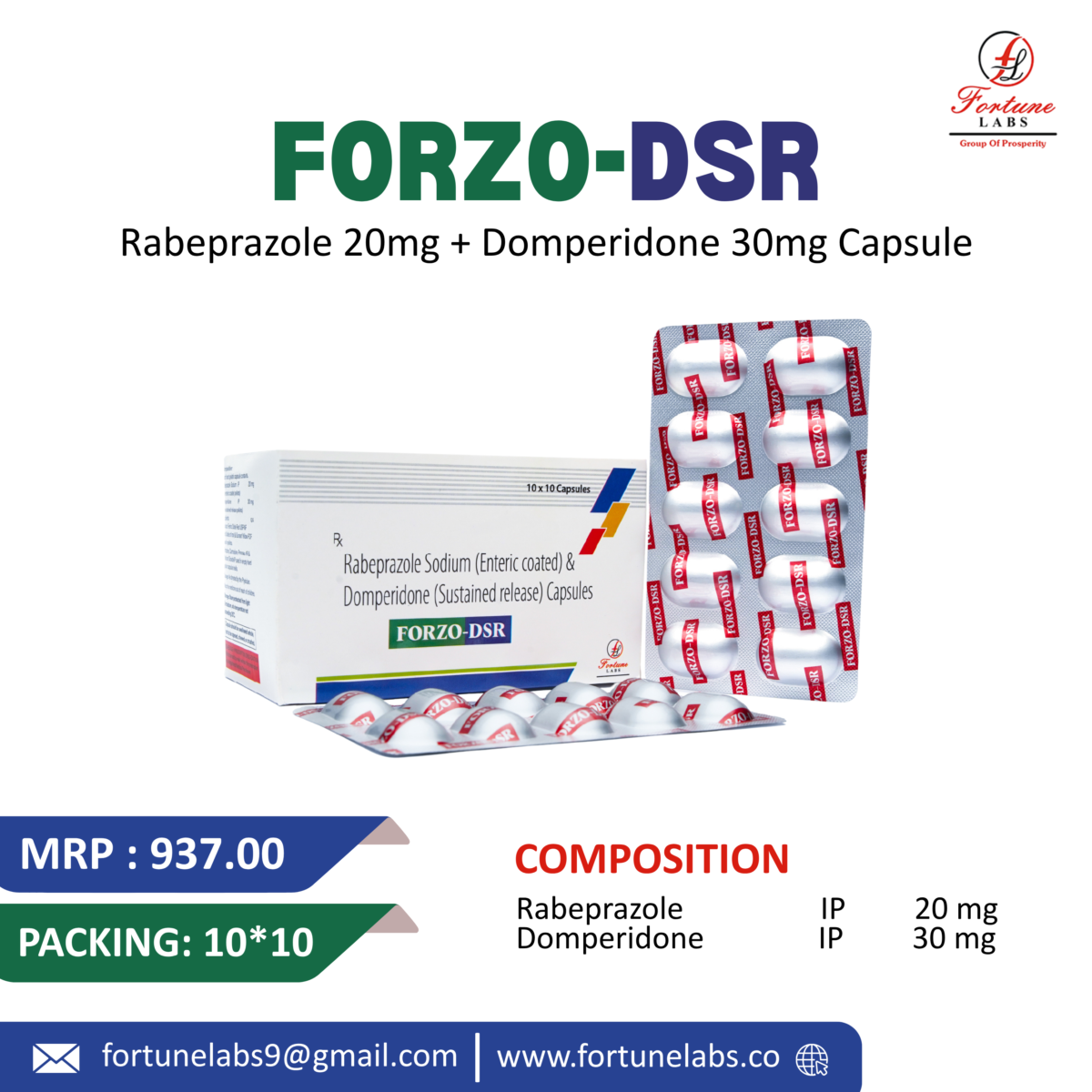 Rabeprazole (EC) & Domperidone (SR) Capsules 50MG