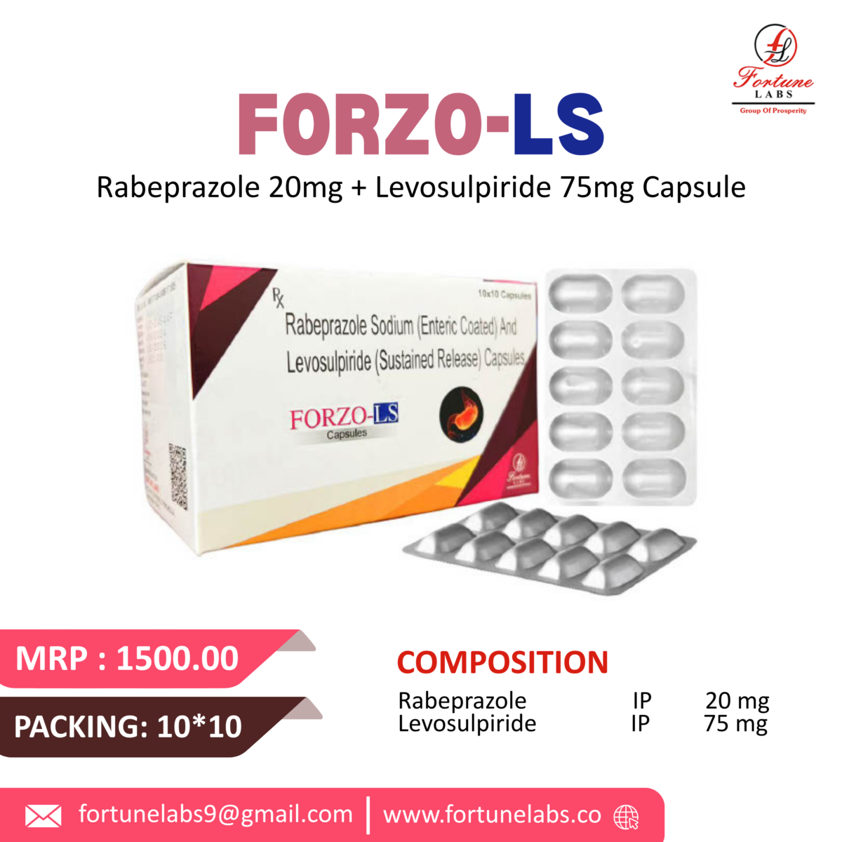 Rabeprazole Sodium (Enteric Coated) & Levosulpiride (Sustained Release) Capsules 95MG