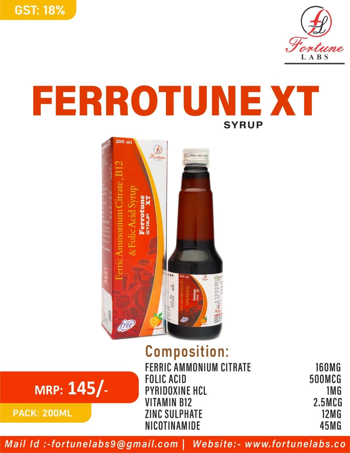 Ferric Ammonium Citrate, B12 & Folic Acid Syrup 200ML