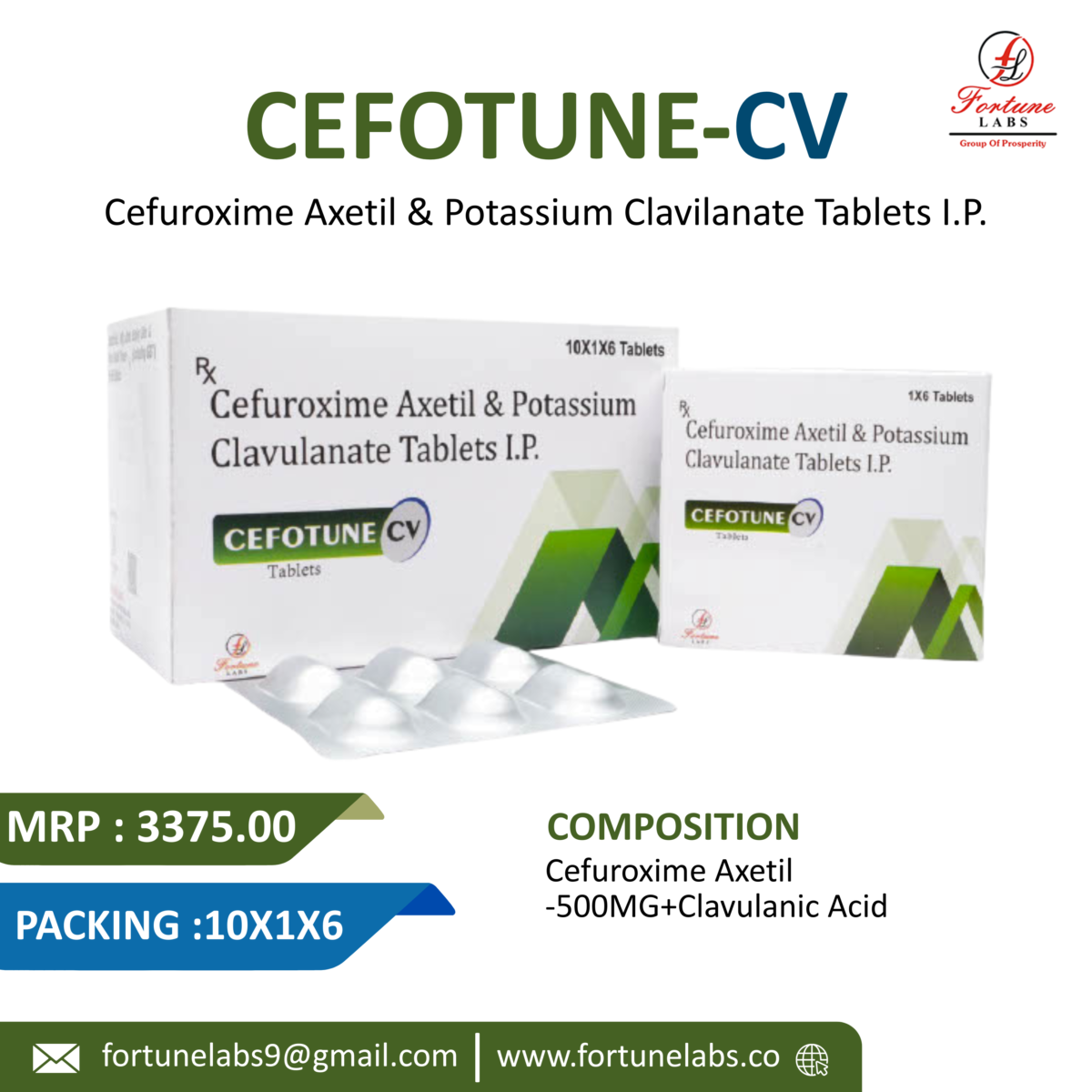 Cefuroxime Axetil & Potassium Clavulanate I.P Tablets 500MG
