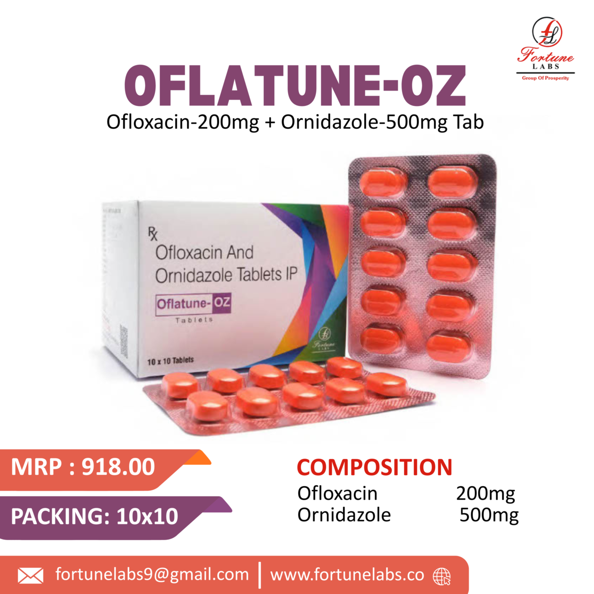 Ofloxacin & Ornidazole IP Tablets 700MG