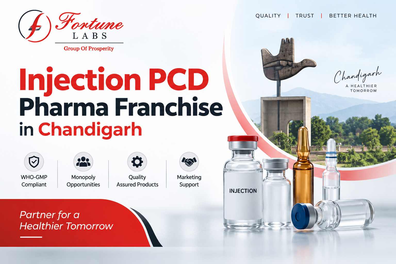 Fortune Labs injection products promoting PCD pharma franchise opportunities in Chandigarh with quality and marketing support